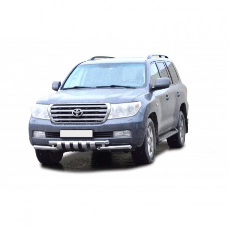 Защита переднего бампера «Труба двойная» Люкс (d63,5) для Toyota Land Cruiser 200 (2007-2011)(Окрашенное) купить недорого с доставкой в Клин