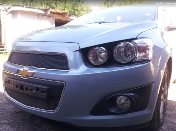 Защита радиатора "Standart" Chevrolet Aveo (2011-2015) верх, чёрная купить недорого с доставкой в Клин