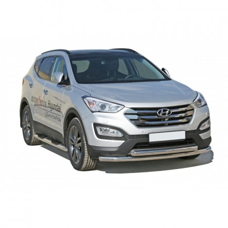 Защита переднего бампера «Труба двойная» (d63,5) для Hyundai Santa Fe (2012-2016)(Окрашенное) купить недорого с доставкой в Клин