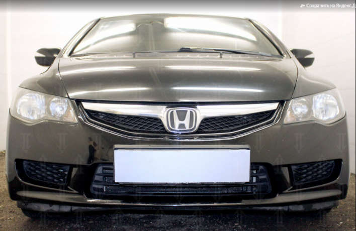 Защита радиатора "Standart 4D" Honda Civic рестайлинг (2009-2012) чёрная купить недорого с доставкой в Клин