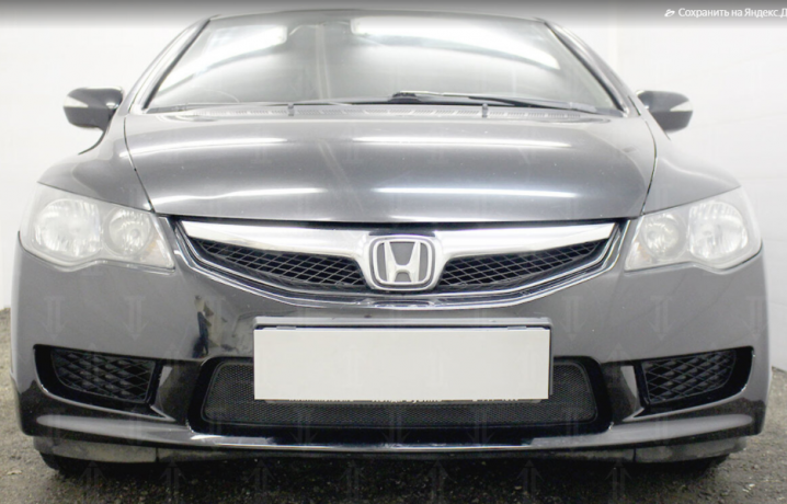 Защита радиатора "Standart 4D" Honda Civic рестайлинг (2009-2012) чёрная купить недорого с доставкой в Клин