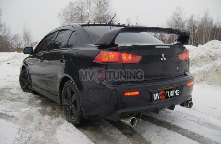Накладка (юбка) заднего бампера "EVO" var №1 для Mitsubishi Lancer X (2007-2016) купить недорого с доставкой в Клин