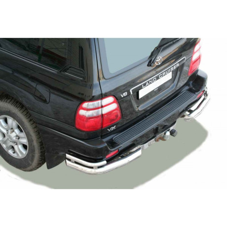 Защита заднего бампера «Уголки двойные» (d76) для Toyota Land Cruiser 100 (1998-2007)(Нерж. Сталь) купить недорого с доставкой в Клин