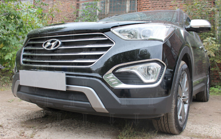 Защита радиатора "Standart" Hyundai Grand Santa Fe (2013-2016) чёрная купить недорого с доставкой в Клин