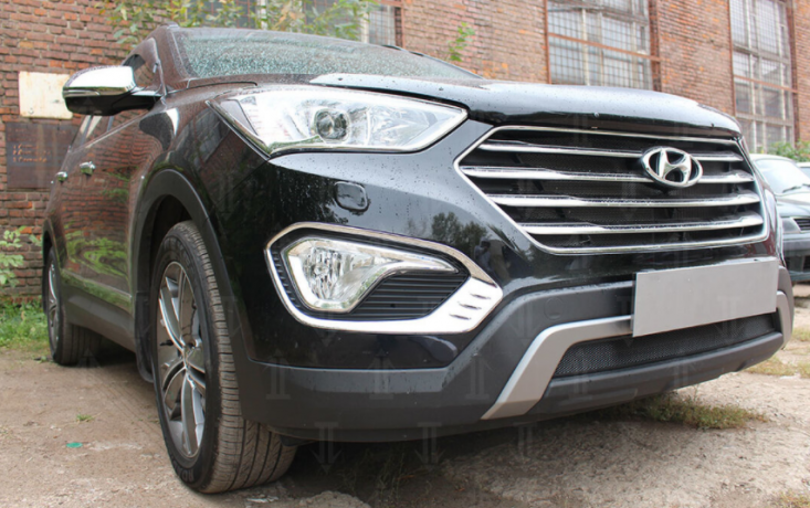 Защита радиатора "Standart" Hyundai Grand Santa Fe (2013-2016) чёрная купить недорого с доставкой в Клин