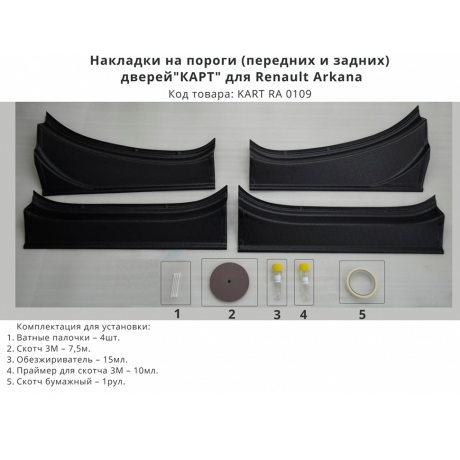 Накладки в проемы (передних и задних) дверей "КАРТ" для Renault Arkana (с комплектацией) купить недорого с доставкой в Клин