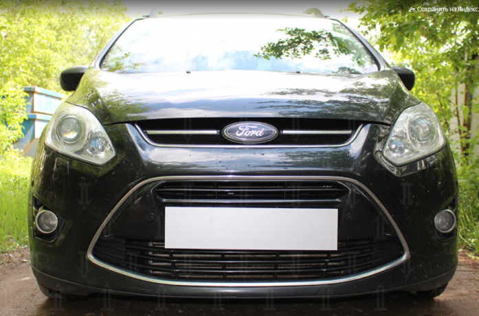 Защита радиатора "Standart" Ford C-MAX (2010-2015) чёрная купить недорого с доставкой в Клин