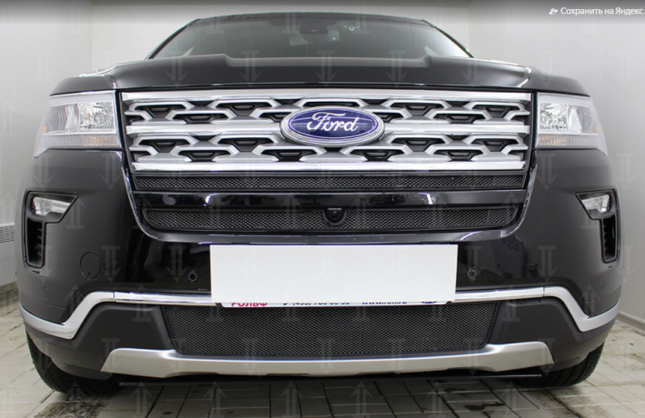 Защита радиатора "Standart" Ford Explorer рестайлинг-2 (2018-2019) верх, чёрная купить недорого с доставкой в Клин