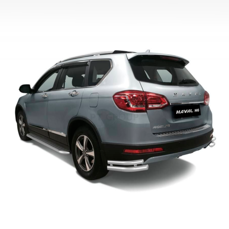 Защита заднего бампера двойная угловая d63/51мм (НПС) HAVAL H6 (2014-н.в.) купить недорого с доставкой в Клин