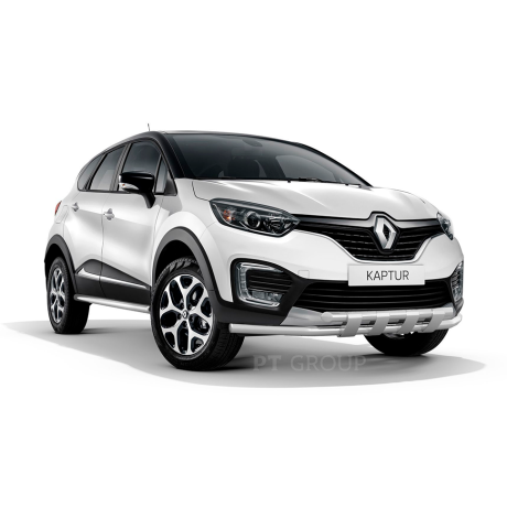 Защита переднего бампера двойная с пластинами d63/63мм (НПС) RENAULT Kaptur (2016-н.в.) купить недорого с доставкой в Клин