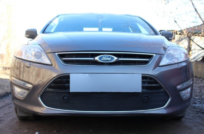 Защита радиатора "Standart" Ford Mondeo IV (2010-2014) низ с парктроником, чёрная купить недорого с доставкой в Клин