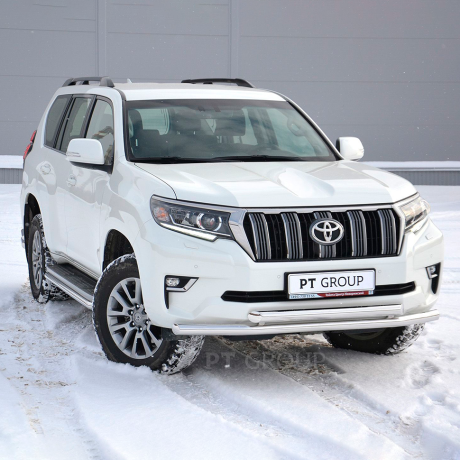 Защита переднего бампера двойная d63/63мм (НПС) TOYOTA LAND CRUISER PRADO 150 (2017-н.в.) купить недорого с доставкой в Клин