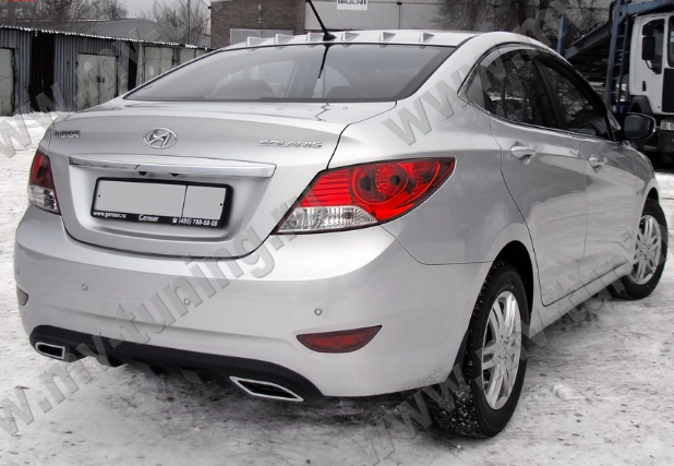 Диффузор заднего бампера var №2 (текстурный пластик) для Hyundai Solaris (2010-2013) купить недорого с доставкой в Клин