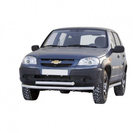 Защита переднего бампера "Труба двойная" B@3 2123 "Chevrolet Niv@" RS (d63.5) купить недорого с доставкой в Клин