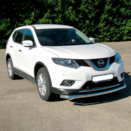 Защита переднего бампера одинарная d63мм (НПС) Nissan X-Trail (2015-н.в.) купить недорого с доставкой в Клин
