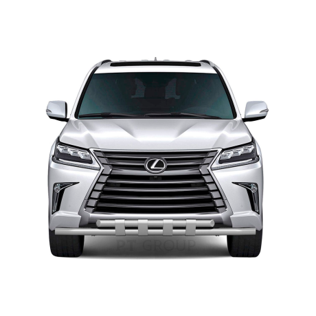 Защита переднего бампера двойная с пластинами d63/63мм (НПС) LEXUS 450D (2015-н.в.) купить недорого с доставкой в Клин