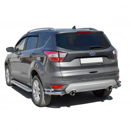 Защита заднего бампера «Уголки двойные» (d63,5) для Ford Kuga (2016-н.в.)(Окрашенное) купить недорого с доставкой в Клин
