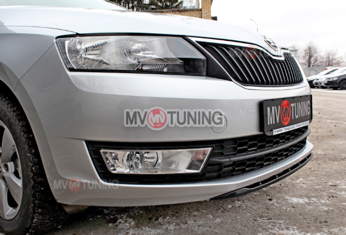 Спойлер переднего бампера (под покраску) для Skoda Rapid (2012-н.в.) купить недорого с доставкой в Клин