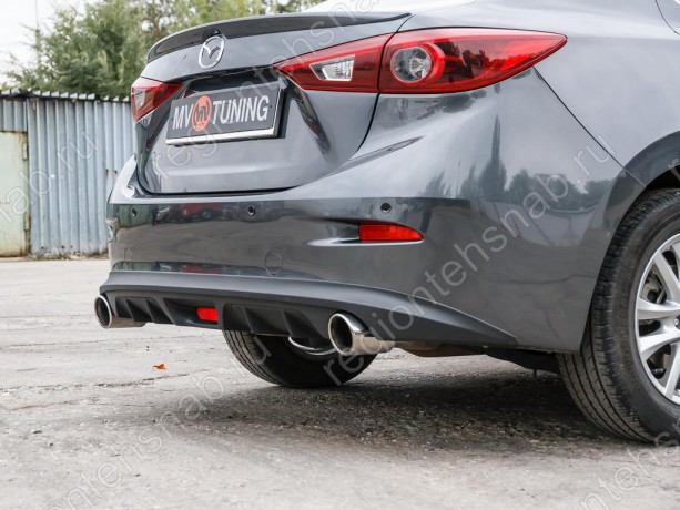 Диффузор заднего бампера var №2 (с килями) для Mazda 3 (2013-н.в.) купить недорого с доставкой в Клин