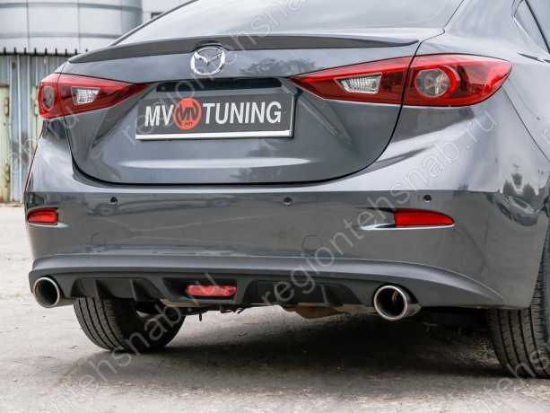 Диффузор заднего бампера var №2 (с килями) для Mazda 3 (2013-н.в.) купить недорого с доставкой в Клин
