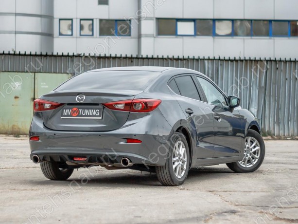 Диффузор заднего бампера var №2 (с килями) для Mazda 3 (2013-н.в.) купить недорого с доставкой в Клин