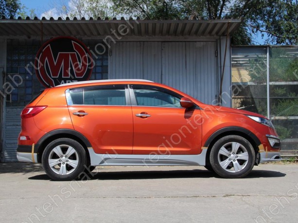 Накладки на пороги "JSW Style" для KIA Sportage (3rd) (2010-2016) купить недорого с доставкой в Клин