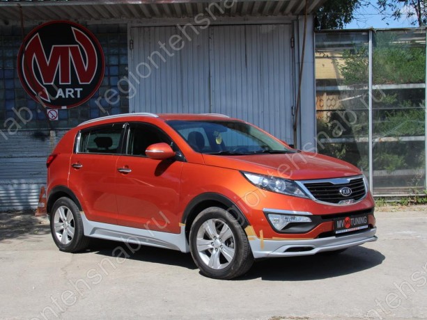 Накладки на пороги "JSW Style" для KIA Sportage (3rd) (2010-2016) купить недорого с доставкой в Клин